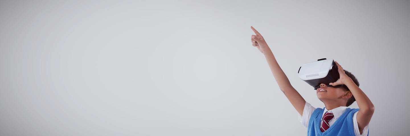 Children wearing VR headset